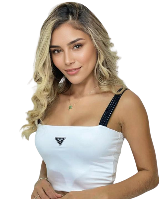 BLUSA TIPO PRADA TIRAS CON BRILLANTES - BPTB0036