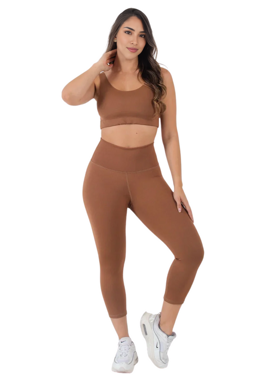CONJUNTO DEPORTIVO CAFE ORIGEN - PANTALON TOP - REF: CJDP0011