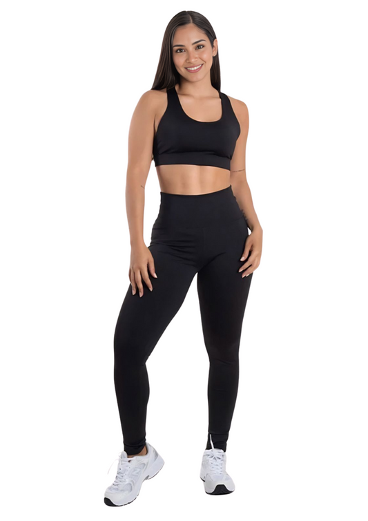CONJUNTO DEPORTIVO SILUETA NEGRA - PANTALON TOP - REF: CJDP0012